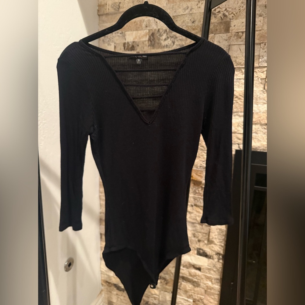 Ribbed V-Neck Bodysuit